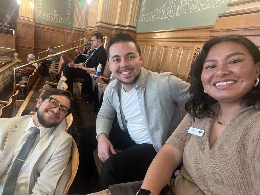 Lesley, Julian and Anaya (left to right) from ACLU of Colorado's Advocacy team, in the House Gallery at the State Capitol.