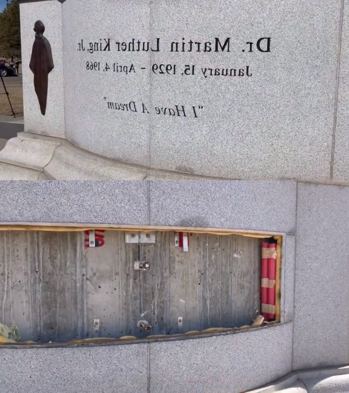 马丁·路德·金纪念碑被破坏后的照片