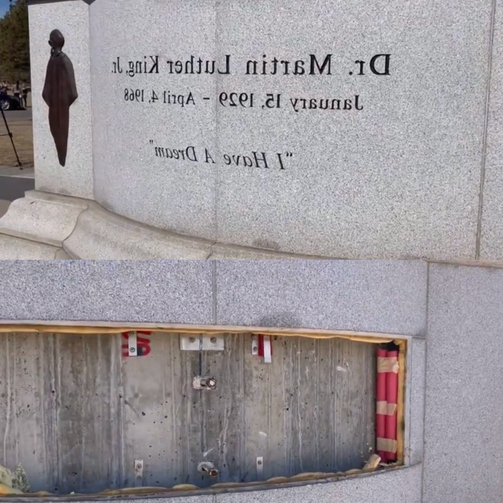 马丁·路德·金纪念碑被破坏后的照片